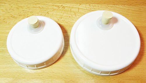 4 QRP Mason Jar Drinking/Fermentation Lid Cap Food Grade w/installed Grommets, Seals & Stoppers (2 REGULAR MOUTH & 2 WIDE MOUTH)
