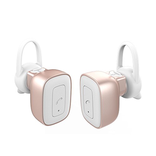 ALLIMITY True Wireless Headphones Bluetooth 4.1 Stereo Wireless Earbuds with Mic for iPhone iPad Samsang Sony Noise Cancelling Dual Cordless Sweatproof In Ear Earphones(Rose Gold)