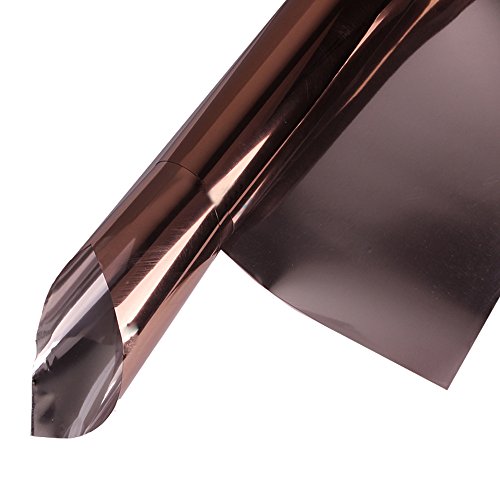 HOHOFILM 60"x20" Static Cling Solar Window Film Heat Insulation Building Residential Window Tint One-Way Perspective UV IR Rejective No Glue (Brown)