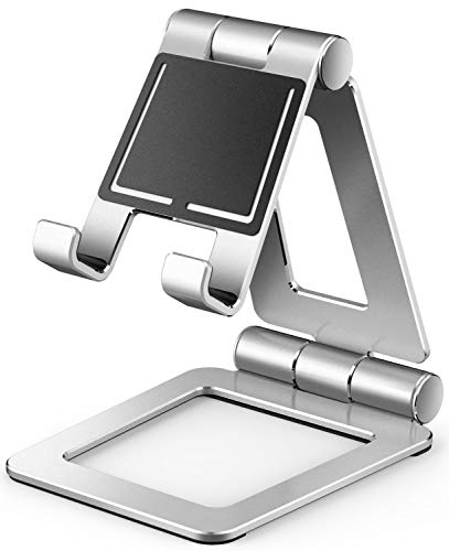 Cell Phone Stand, Compatible with iPhone Stand, Nintendo Switch Stand, Adjustable Phone Stand for Desk, Smartphone Holder for Desk (Silver) - Thumbnail 6