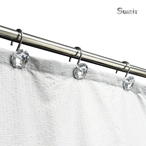 image for Sunlit Luxury Design Round Diamond Crystal Gem Bling Shower Curtain Ho