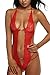 Avidlove Womens Deep V Halter Lingerie Lace Babydoll Sleepwear Red Medium