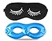 Fitglam Pure Silk Sleep Mask + Reusable Cold/Hot Therapy SPA Gel Eye Mask Set - Improve Sleeping, Alleviate Puffy, Swollen Eyes, Fatigue, Headache and Tension (Black with White Eyelashes & Gel)