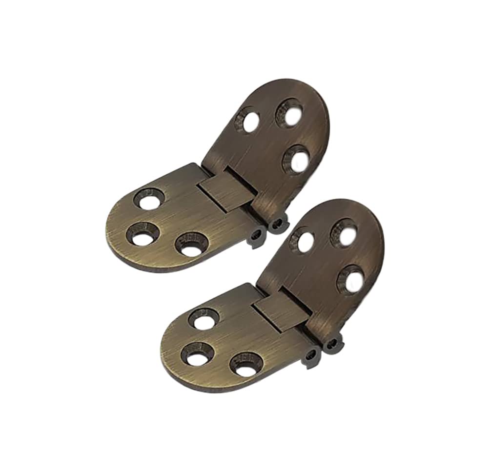 QCAA Solid Brass Table Folding Flip Top Hinge, 2-3/4" x 1-3/16", Antique Brass, 2 Pack, Made in Taiwan