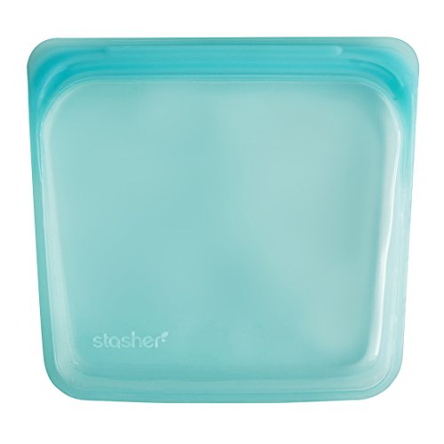 Stasher Reusable Silicone Food Bag, Sandwich Bag, Sous vide Bag, Storage Bag, Aqua