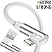 Boost 3FT Phone Charger Cable, 3-Pack 90 Degree Right Angled Data Line USB Chargers Ultra Gaming Angle Cord Compatible with Models 5/6/7/8/X,iPad and iPod- Silver
