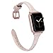Wearlizer Pink Slim Leather Compatible for Apple Watch Band 42mm 44mm Womens for iWatch Leisure Thin Strap Replacement Sport Wristband Fashion Cute Bracelet with Rose Gold Clasp Series 4 3 2 1 Edition