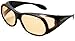Eagle Eyes StimuLight Low Light Vision Boosters FITONS - UVA, UVB and Blue Light Blocking Protection - Matte Black Frame with Light Orange Lens Fit Over Glasses