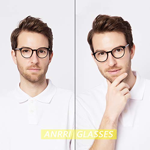 ANRRI Blue Light Blocking Glasses for Computer Use, Anti Eyestrain UV Filter Gaming Glasses, Spring Hinge Eyeglasses Black Frame, Men/Women - Thumbnail 2