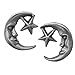 Corinna-Maria 925 Sterling Silver Moon and Star Earrings Studs Tiny Mini Stainless Steel Posts and Backs