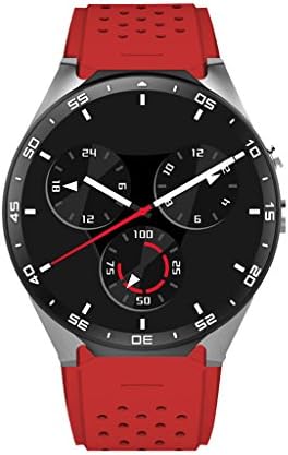 XiYunHan smart watch Round screen Android system Multifunction Message push GPS Pedometer Heart rate monitoring Positioning KW88 (black, red, gold, white) (Color : Red)