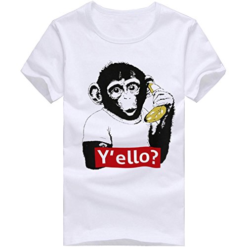 WuyiMC Hot Sale Men Teen Boys Y’ello Monkey Print Blouse Short Sleeve T Shirt Tees
