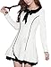 Allegra K Women Doll Collar Lace Trim Flouncing Hem Mini Dress M White