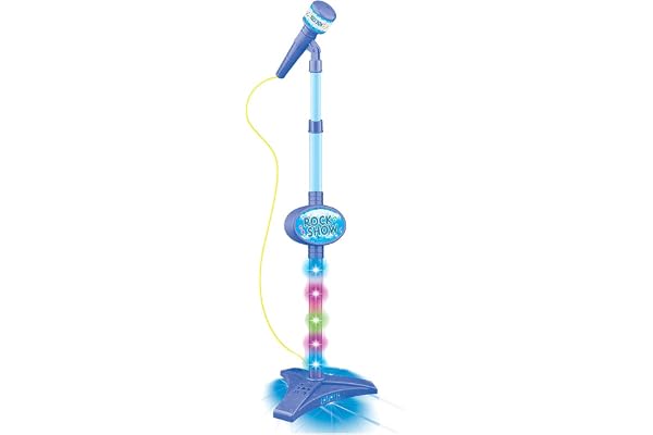 Microfone Pedestal Infantil Rock Show Azul, DM Toys
