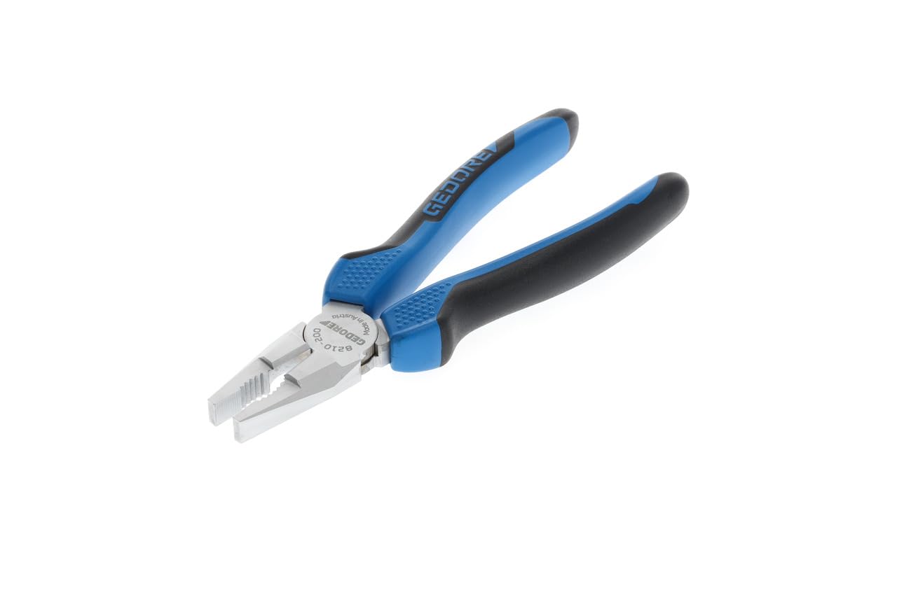 GEDORE Combination pliers for cutting/holding/twisting, Long cutting edges, Dual-material grips, German pattern, Length 200 mm, 8210-200 JC