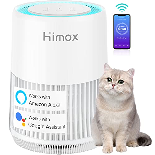 Smart Air Purifiers Pets Home 650 SqFt Coverage with IAQ Monitor, HIMOX H13 HEPA Filter 99.99