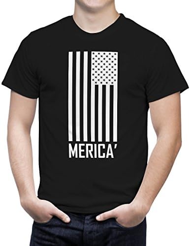 America T Shirts Merica' USA Flag Shirts For Men (M, Black)