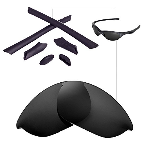 Walleva Polarized Lenses And Rubber Kit(Earsocks+Nosepads) For Oakley Half Jacket (Black Polarized Lenses + Black Rubber)