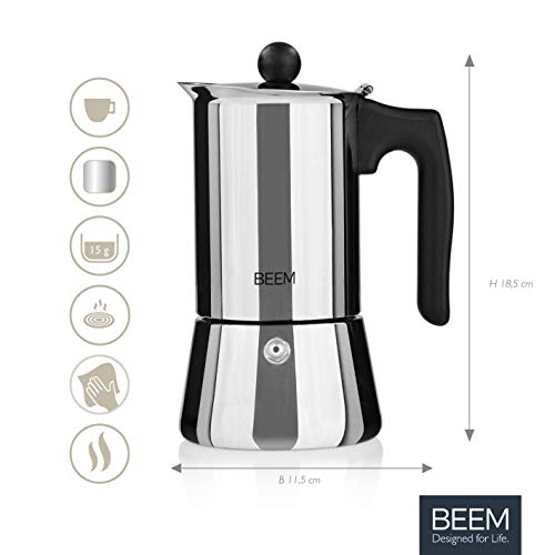 BEEM ESPRESSOMAKER Espressokocher - 4 Tassen | Herdkocher | Induktion | Edelstahl | Espresso - Kanne | Mokkakanne… – Bild 4