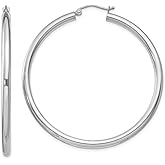 Large Hoop Earrings in Sterling Silver 2 Inch (3.0mm)