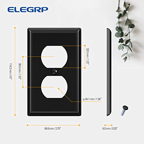 ELEGRP Duplex Receptacle Wall Plate, 1Gang Standard Size Wall Outlet