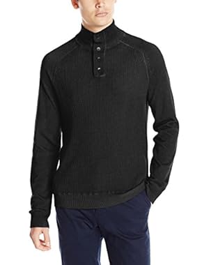 Calvin Klein Jeans Men's Cloud Wash Waffle Mock Neck Sweater