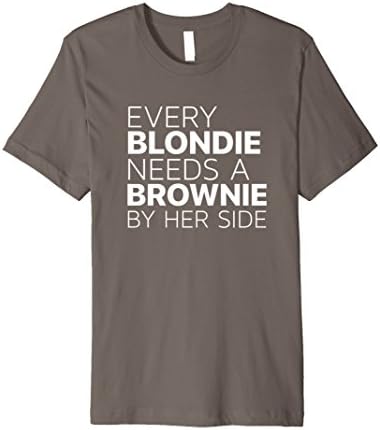 Mens Every Blondie Needs A Brownie By Her Side T-Shirt Trendy Tee Medium Asphalt