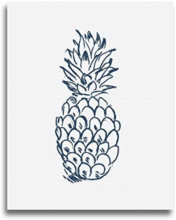 Jetty Home Tropical Pineapple Canvas Print with Nursery Decor &amp; Beach Wall Prints, 8" x 10", Navy Blue