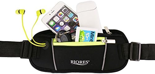 Slim Running Belt by RIORES | Sports Fanny Pack Travel Wallet - Adjustable Breathable & Lightweight - Compatible with Apple iPhone, Samsung Galaxy & Other Large Phones