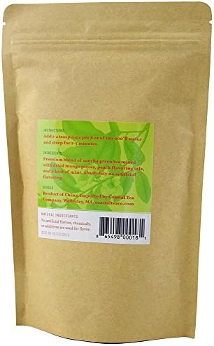 Mango Mint Tea, Loose Leaf, Natural &amp; Unsweetened, Real Mango Pieces, 3.5 Ounce Bag