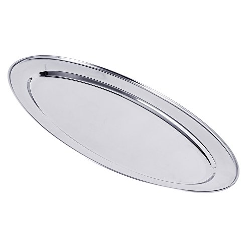 Kosma Stainless steel Oval Plate | Serving Tray | Oval Tray | Plater | Rice Plate - 65x41 cm
