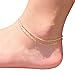 COLROV Cute Layered Anklets Women 14k Gold Woman Charm Beaded Dainty Ankle Bracelet