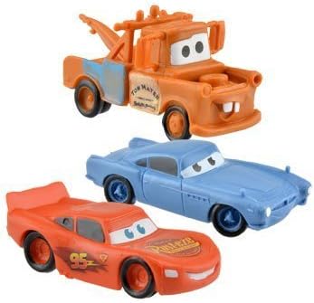Disney Figurine Vehicles - Three 3" DisneyR PixarR CarsTM Characters: Tow Mater, Lightening McQueen, and Finn McMissile, 3" In. by Disney Figurine