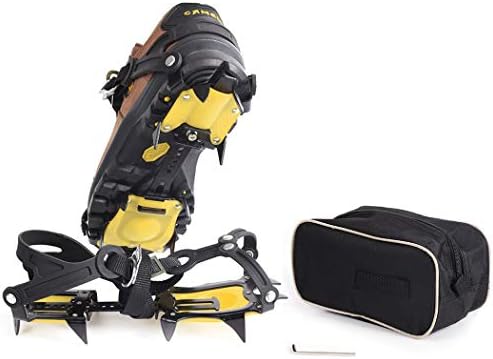 Crampons, 10 Feet Traction Cleats Straps, Tolerant to -45℃, Universal: EU 37-45/US Men 6-11.5/US Women 5.5-12, Safe Walking on Snow Ice, Storage Bag & A Pair Crampon Included