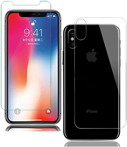 iPhone X Front &amp; Back Screen Protector（2pcs）,Tempered Glass [3D Touch] Anti Glare Front + Rear Glass Protector Anti Fingerprint Guard for iPhoneX iPhone10 （2017）