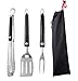 UNICOOK Grill Tool Set 3 Pack, Stainless Steel Grilling Utensils Spatula Tong and Fork, Multifunctional Barbecue Accessories for BBQ, Camping, Backyard Party, Cooking, Black