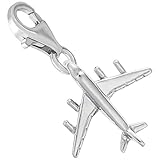 14k White Gold Airplane Charm With Lobster Claw