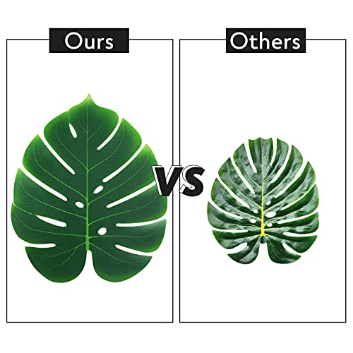 HAKACC Faux Monstera Leaves, 34PCS Tropical Leaves Palm Leaves for Hawaiin Jungle Theme Party Decorations