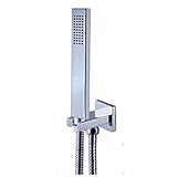 Ownace Square Solid Brass Chrome Hand Held Shower Head With Wall Connector and Hose Set