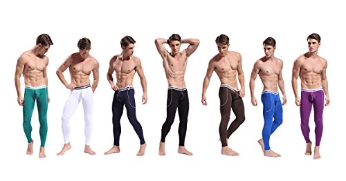 ARCITON Men's Low Rise Leggings Long Johns Thermal Pant Pack of 7 Colors US M/with Tag L(Waist: 33"- 35") - Thumbnail 7