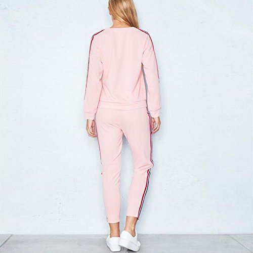 Dreamyth-Winter 2PCS Womens Tracksuit Hoodies Sweatshirt Top Pants Sets Sport Wear Casual Suit (Pink, S)