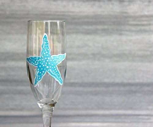 Hand Painted Starfish Champagne Glass