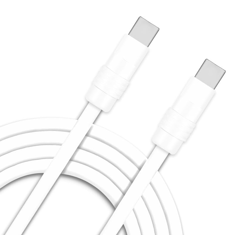 Photo 1 of Chubby 2.0 240W USB C Cable Durable Fast Charging Cable Ultra-Thick Silicone Charger Cord Compatible with iPhone 15/16 Series, Samsung Galaxy, White+White, Type-C to Type-C, 9.8 FT
