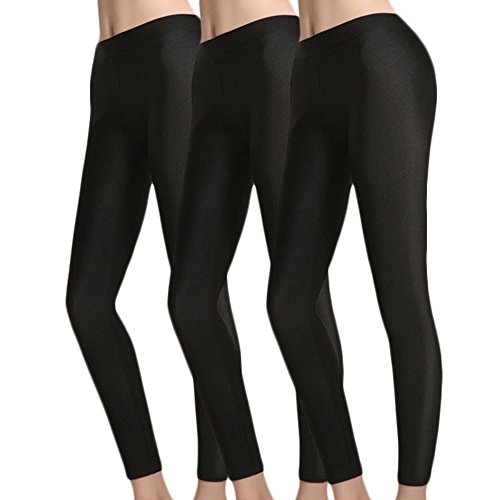 YEYELE 1/3 Pack Women's Winter Thickening Fluff Stretchy Plus Size High Waist Leggings Ankle-Length Shiny Pants