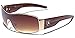 Khan Metal Wire Rim Frame Men's Sport Shield Sunglasses - Gold & Brown