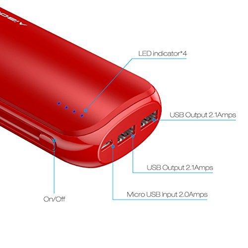 Aibocn Power Bank 16000mAh Portable External Charger with Fast Charging Technology for Apple Phone iPad Samsung Galaxy Tablets and More, Christmas Red - Thumbnail 6