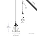 GLOBE Electric 65580 1-Light Plug-in Pendant, Matte Black, Clear Glass Shade, E26 Base Socket, Kitchen Island, Café, Decorative, Ceiling Hanging Light Fixture, Modern, Vintage, Bulb Not Included