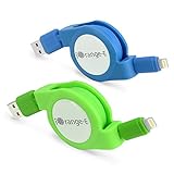 iPhone 7 Cable, iOrange-E Apple Certified 2.3ft (0.7M) Retractable Cable Lightning to USB Cable for iPhone 7 /plus 6 6 Plus 5s 5c 5, iPad Air, iPad Mini, iPad, iPod and , Blue