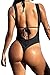 Viottiset Women's Halter Thong Two Piece Swimsuit Brazilian Bikini Monokini Black X-Large