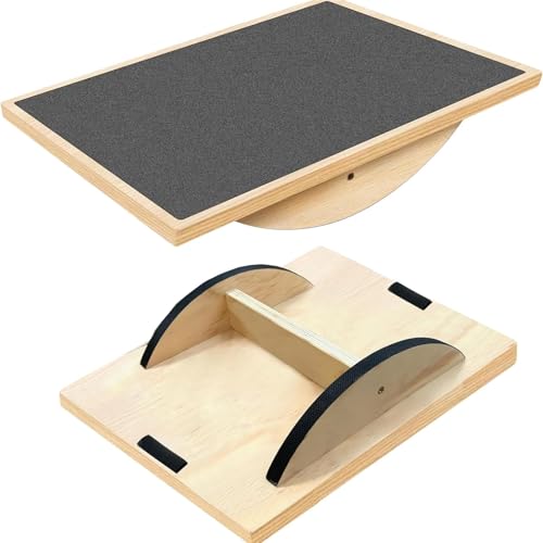 Professional Wooden Balance Board, Non-Slip Balance Board of Adult Balance Trainer, Physical Therapy Balance Edge, Non-Slip Roller, Core Strength, Stability